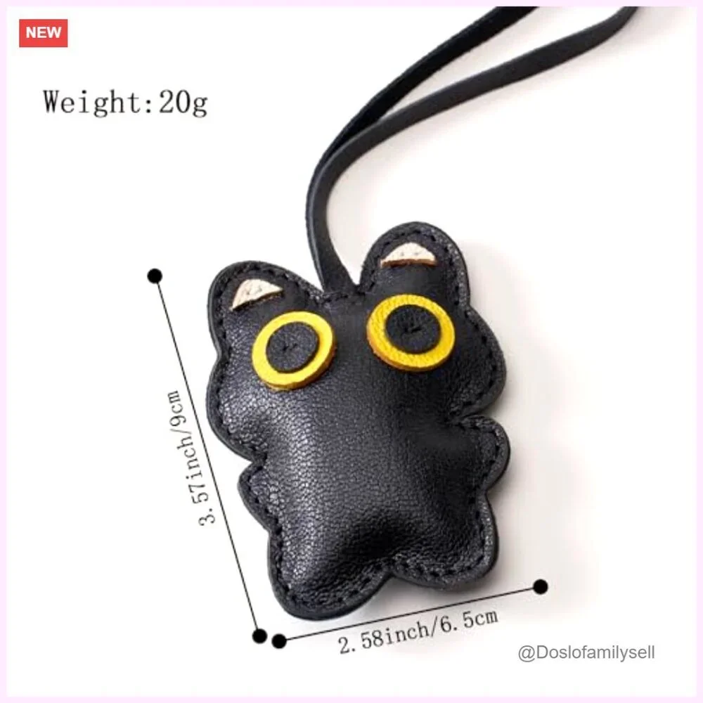 Faux Leather PU Cat Bag Charm Keychain Purse Accessory - Picture 2 of 5